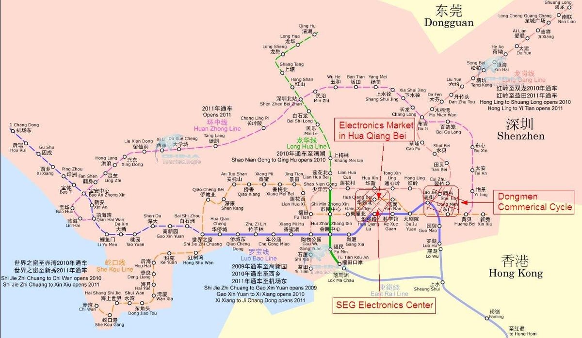 के नक्शे शेन्ज़ेन इलेक्ट्रॉनिक्स बाजार